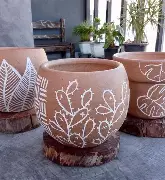 Vasos de cerâmica artesanal pintado à mão